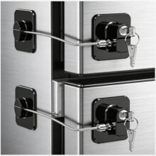 (2 Stück Schwarz) Fridge Lock 2 Pack 4 Digit Combination Child Safety Lock Adhesive No Drilling for Freezer Windows Cabinets Drawers Black