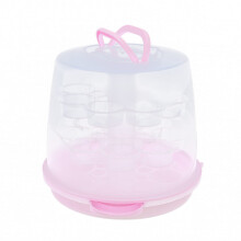 24 Cupcake Carrier, Portable Cake Carrier Holder, 3 Tier Cupcake Transporter Box with Lid and Handle, Snap In Clear Plastic Cake Carry Box, Pink Cupca