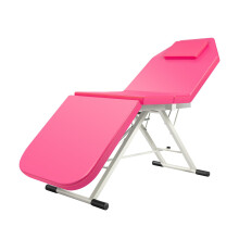 GDSKR Foldable Massage Table, Beauty Salon Spa Tattoo Reclining PVC Bed, Adjustable Backrest Massage Table, 3 Folded Spa Salon Foldable Tables, Lightw