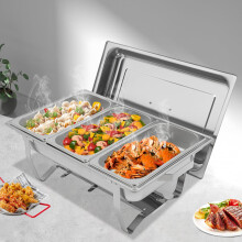 5L Stainless Steel Chafing Dish Buffet Set Warming Container Thickened Food Warmer Heat Container Buffet Warmer for Catering, Buffet and Party (3 x GN