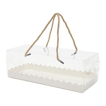 60 Pcs Clear Cake Box Clear Cake Boxes with Handles Swiss Roll Cake Box Cake Packaging, Dessert Takeout Boxes, Foldable and Portable for Bakers and Fo