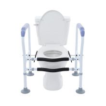 Toilet Safety Rails 150kg Capacity, Adjustable Height 65-78cm & Width 60-65cm, Heavy Duty Carbon Steel Toilet Frame with Anti-Slip Feet & Toilet Clamp