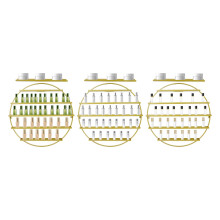 5 Tier Wall-Mounted Golden Nail Polish Display Rack Simple Round Floating Wall Mount Nail Polish Shelves with 3 Round Shelves and 3 Crossbars, Nail-Po