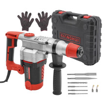 2200W Electric Concrete Demolition Hammer, 930 RPM Heavy Duty Rotary Hammer with Drill Bit Set, Concrete Breaker for Wall Drilling, Chiseling, Constru
