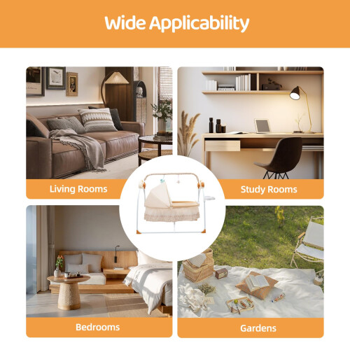 USB & Bluetooth Music Foldable Electric Swing Cradle, Remote Control Automatic Rocking Bed with 5 Swing Gears & Timing Function, Bluetooth Music Rest 1