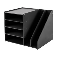 PVC Desk Mail Organizer 39*31*30cm Desktop File Holder Organizer Mail Sorter with 6 Compartments, Black Paper Storage Filing Rack Mesh Letter Sorter E
