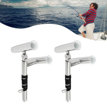 Fishing Rod Holder, 2pcs Stainless Steel Fishing Pole Holders Pole Rack Adjustable Outrigger, Adjustable Angle Double-Head Rod Holders for Marine Yach