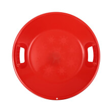 Classic Red Round Snow Saucer Sled, Heavy-Duty Cold Resistant Plastic Disc Sled with Handles, Downhill Snow Scooter for Downhill Sledding, Winter Outd