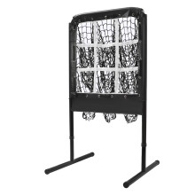 9 Hole Baseball Net, Softball Baseball Pitching Hitting Target Net Height Adjustable Training Equipment, Heavy Duty Trainer Aid with Strike Zone & 4 G