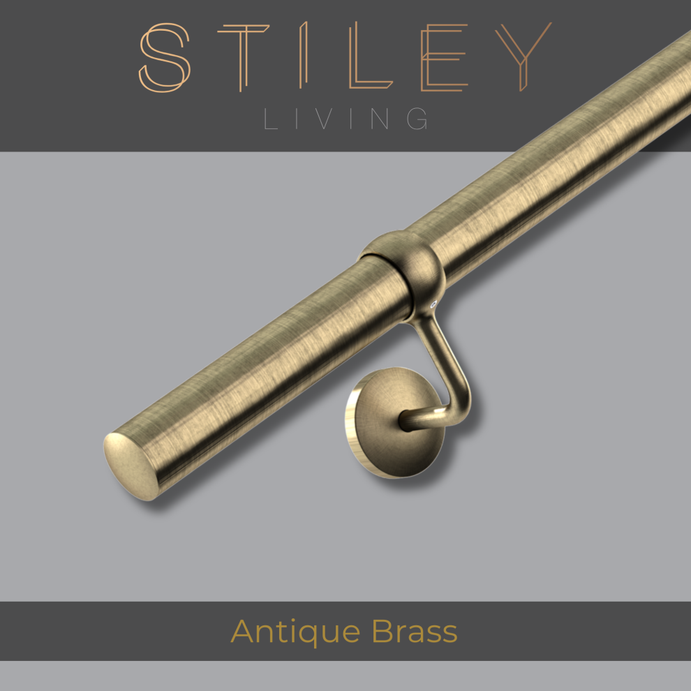 3.6m Banister Stair Handrail Kit – Antique Brass Rail & Brackets | Complete Banister Kit, FIRA Tested & BS 6180:2011 Complaint, 10 Year Warranty, Durable Construction, Easy Maintenance - Image 2
