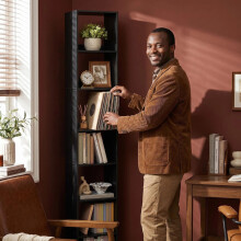 Bookcase Tall Narrow Bookshelf with Open Storage Shelf 7Tier