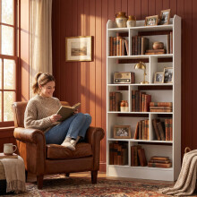 6Tier Bookcase Adjustable Storage Shelf Large Capacity Storage