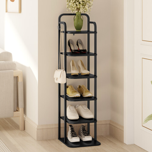 Vertical Shoe Rack for Small Spaces, Black