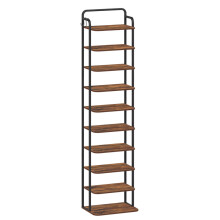 Vertical Shoe Rack for Small Spaces, Rustic Brown and Black