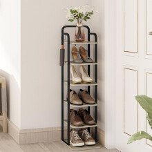 Vertical Shoe Rack for Small Spaces, Ivory and Black