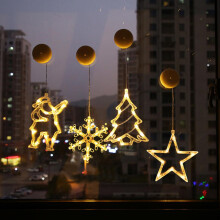 (4pcs/Set(Santa+Tree+Snowflake+Star)) Novelty Christmas Window Decoration Hanging Lights