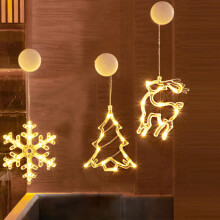(3pcs/Set(Tree+Elk+Snowflake)) Novelty Christmas Window Decoration Hanging Lights