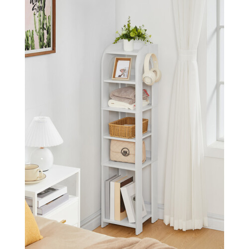 Wooden Shoes Organizer for Small Space, White,7-Tier
