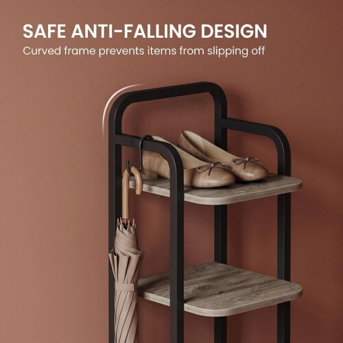 Vertical Shoe Rack for Small Spaces, Ivory and Black 2