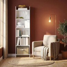 Bookcase 6 Tier Bookshelf White 24 X 48 X 170 cm