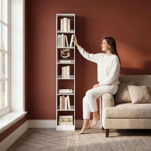 Bookcase Tall Narrow Bookshelf with Open Storage Shelf 7Tier