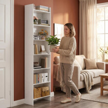 Bookcase 7 Tier Bookshelf White 24 X 48 X 197 cm