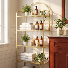6 Tier Bookcase Bookshelf Tempered Glass Metal Frame
