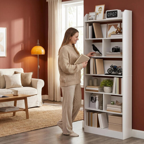 7Tier Bookcase Adjustable Storage Shelf Large Capacity Storage
