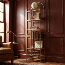 6 Tier Bookcase Bookshelf Tempered Glass Metal Frame