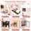 Pink Wooden Play Kitchen Set with Microwave & Coffee Maker 1