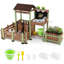 Kids Wooden Mud Farm Playset with Planter Box & Faucet