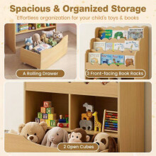 Kids Bookshelf with Toy Storage, 5-Tier Wooden Bookcase