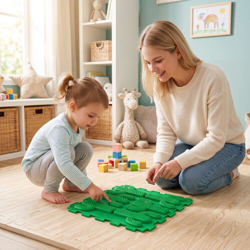 Interlocking Sensory Mats, 6 PCS, Multicolor, TPE, 12"x12" 2