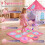 Kids Hexagonal Play Tent with Dance Mat & Tulle Curtain 2