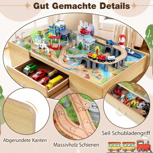 110-Piece Wooden Train Table with Storage for Toddlers 3+ 2