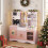 Pink Wooden Play Kitchen Set with Microwave & Coffee Maker 3