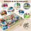 110-Piece Wooden Train Table with Storage for Toddlers 3+ 4