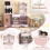 Pink Wooden Play Kitchen Set with Microwave & Coffee Maker 4