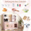 Pink Wooden Play Kitchen Set with Microwave & Coffee Maker 5
