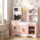 Pink Wooden Play Kitchen Set with Microwave & Coffee Maker 8