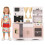 Pink Wooden Play Kitchen Set with Microwave & Coffee Maker 6
