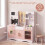 Pink Wooden Play Kitchen Set with Microwave & Coffee Maker 7