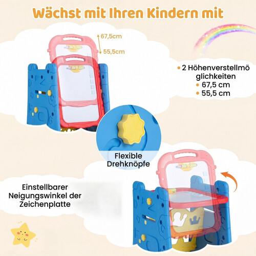 Kids 3-in-1 Art Easel with Magnetic Board, Blue 2