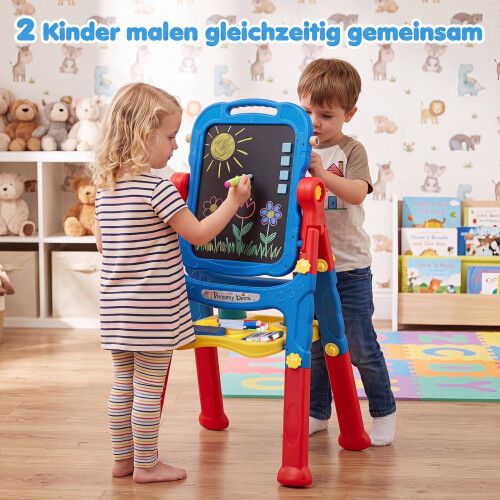 Adjustable Kids Art Easel with 4-in-1 Drawing Boards 1