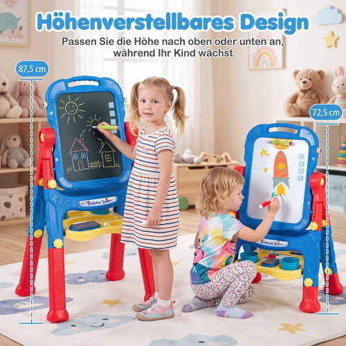 Adjustable Kids Art Easel with 4-in-1 Drawing Boards 2