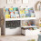 Kids White Bookshelf with Chalkboard and Storage Drawer 7