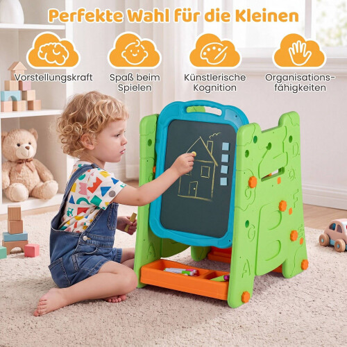 Kids 3-in-1 Art Easel with Magnetic Board, Green 2