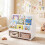 Kids Rolling Bookshelf with Chalkboard and Storage Cubes 4