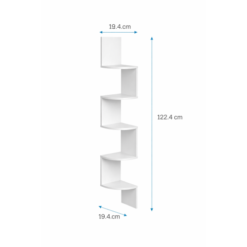 Spot On Dealz Lucca 5 Tier Wall Mounted Corner Shelf - White 1