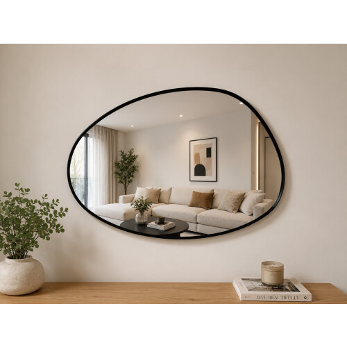 Spot On Dealz Modern Black Framed Pebble Wall Mirror 1